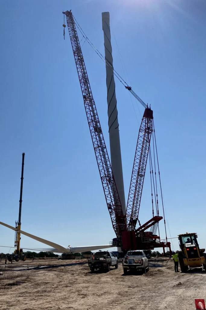 Wind turbine installation with large crane
