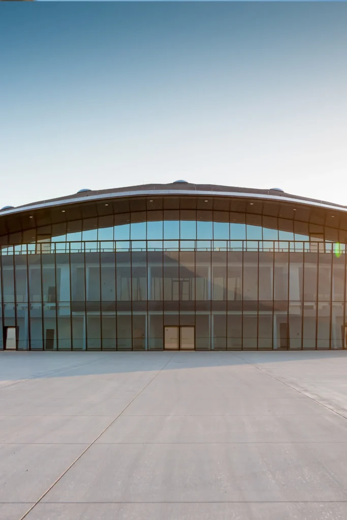 Contemporary architecture with glass facade